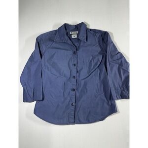 Columbia Womens Blue 3/4 Sleeve Button-up Shirt Size Large 100% Cotton